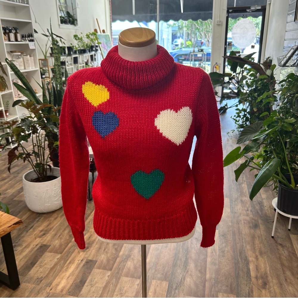Vintage Collage 100% Acrylic Heart Sweater